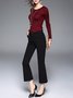 Black Solid Casual Flared Pants
